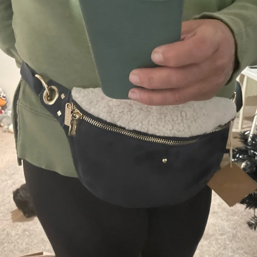 Maradji Hobo Fanny pack/crossbody suede leather navy blue bag with dust bag NWT